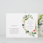 Blush White Blom Floral Folded Wedding Programm (Stehend Vorderseite)