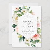 Blush White Bloom Bloral Hochzeit Einladung (Vorderseite)