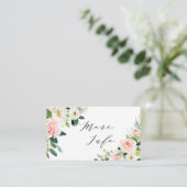 Blush White Bloom Floral Wedding Details Begleitkarte (Stehend Vorderseite)