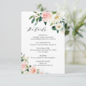 Blush White Bloom Floral Wedding Details Begleitkarte (Stehend Vorderseite)