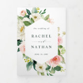 Blush White Bloom Floral Wedding Dreifach Gefaltete Einladung (Cover)