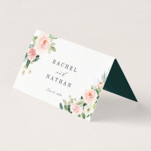 Blush White Bloom Floral Wedding Platzkarte