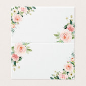 Blush White Bloom Floral Wedding Platzkarte (Außenseite Aufgefaltet)
