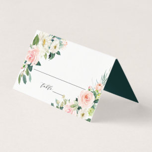 Blush White Bloom Floral Wedding Platzkarte