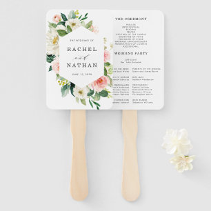 Blush White Bloom Floral Wedding Programm Fächer