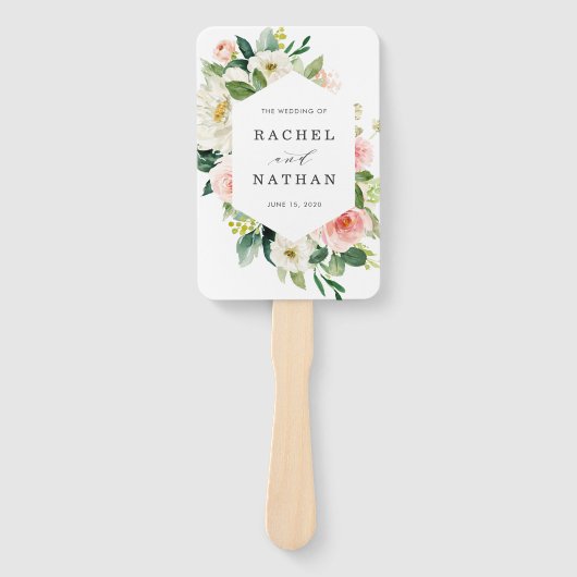 Blush White Bloom Floral Wedding Programm Fächer (Vorderseite)