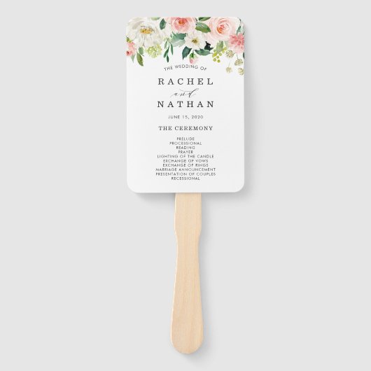 Blush White Bloom Floral Wedding Programm Fächer (Vorderseite)