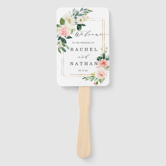 Blush White Bloom Floral Wedding Programm Fächer (Vorderseite)