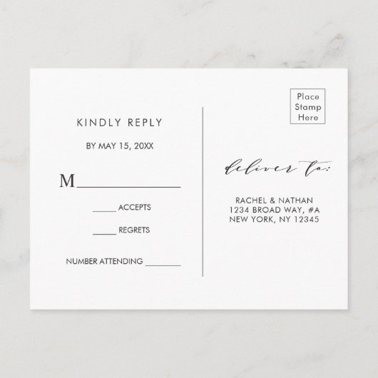 Blush White Bloom Floral Wedding RSVP Einladungspostkarte (Rückseite)