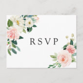 Blush White Bloom Floral Wedding RSVP Einladungspostkarte (Vorderseite)