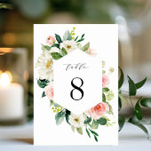Blush White Bloom Floral Wedding Tischnummer