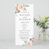 Blush White Bloom Florales Hochzeitsprogramm Programm (Stehend Vorderseite)