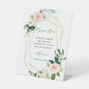 Blush White Bloom Geometric Frame Open Bar Sockelschild