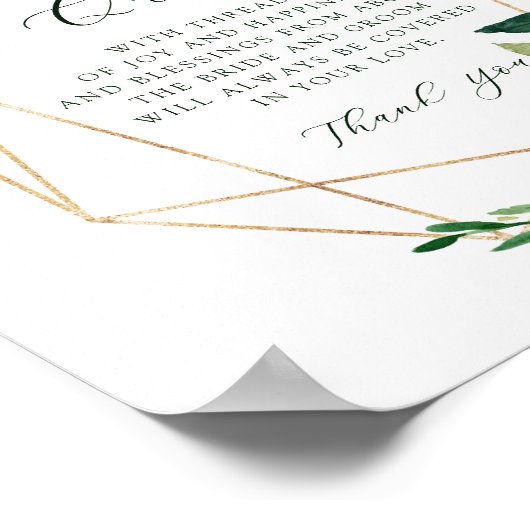 Blush White Bloom Gold Geometric Frame Guest Quilt Poster (Ecke)