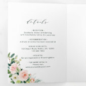 Blush White Bloom Gold Geometric Frame Wedding Dreifach Gefaltete Einladung (Innen Erste Seite)