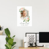 Blush White Bloom Gold Hexagon Begräbnis Willkomme Poster (Heimbüro)