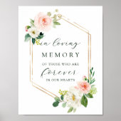 Blush White Bloom Gold Hexagon in Love Memory Poster (Vorne)