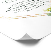 Blush White Bloom Gold Hexagon Wedding Guest Quilt Poster (Ecke)