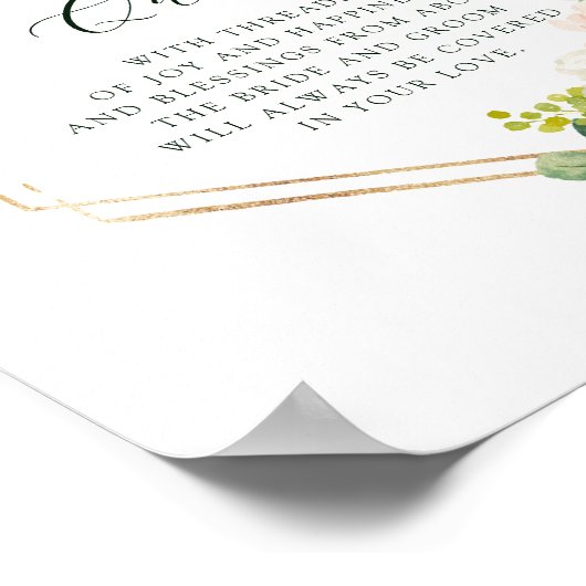 Blush White Bloom Gold Hexagon Wedding Guest Quilt Poster (Ecke)