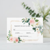 Blush White Bloom Gold Rahmen Blumenzange RSVP (Stehend Vorderseite)