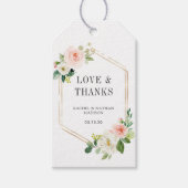 Blush White Bloom Gold Rahmen Hochzeit Vielen Dank Geschenkanhänger (Vorderseite)