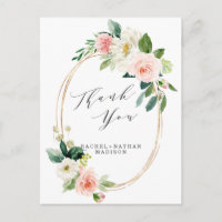Blush White Bloom Gold Rahmen Hochzeit Vielen Dank