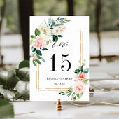 Blush White Bloom Gold Rahmen Hochzeitseihe Tischn Tischnummer