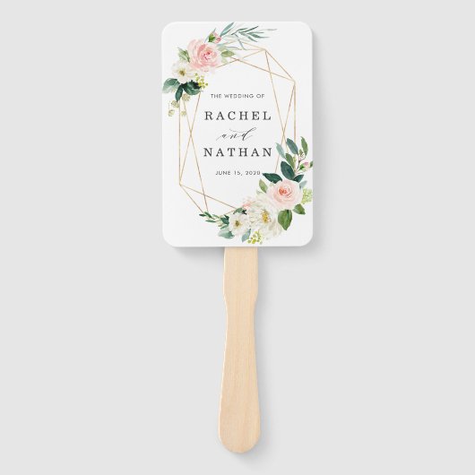 Blush White Bloom Gold Rahmen Hochzeitsprogramm Fächer (Vorderseite)