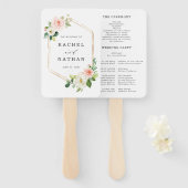 Blush White Bloom Gold Rahmen Hochzeitsprogramm Fächer (Vorne und Hinten)