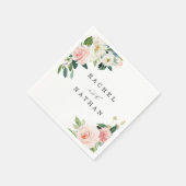 Blush White Bloom Wassercolor Blumenzehen Serviette (Ecke)