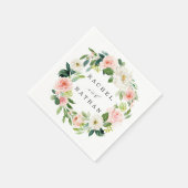 Blush White Bloom Watercolor Blumenkraut Hochzeit Serviette (Ecke)