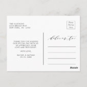 Blush White Bloom Watercolor Wedding Vielen Dank Postkarte (Rückseite)