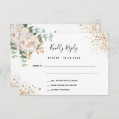 Blush White Bloral eucalyptus Baptisse RSVP Karte (Vorne/Hinten)
