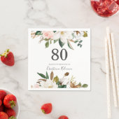 Blush & White Blume 80. Geburtstagsparty Serviette (Beispiel)