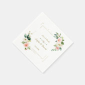 Blush White Blume Gold Glitzer Hochzeit Serviette (Ecke)