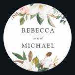 Blush & White Blume Hochzeit oder Engagement Party Runder Aufkleber<br><div class="desc">Blush & White Blume Hochzeit oder Engagement Party Gefallen Sticker Siehe Matching Collection in Nest und Nest Store</div>