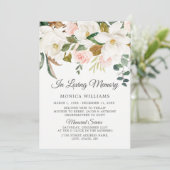Blush & White Blume in der liebenden Gedenkbetreuu Einladung (Stehend Vorderseite)