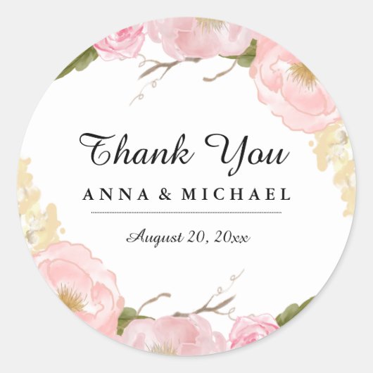 Blush White Botanal Floral Wedding Stickers (Vorderseite)