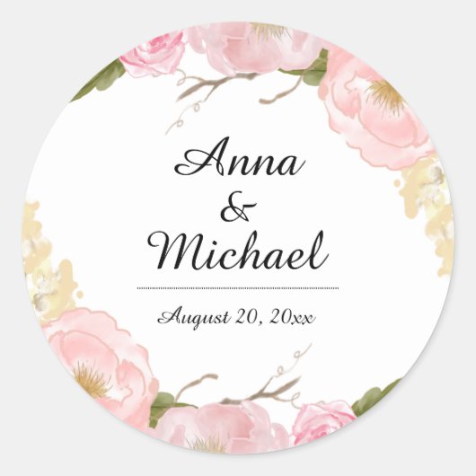 Blush White Botanal Floral Wedding Stickers (Vorderseite)