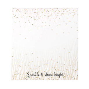 Blush White Cream Zebra Gold Confetti Sparkone Notizblock