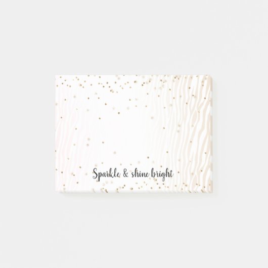 Blush White Cream Zebra Gold Confetti Sparkone Post-it Klebezettel (Vorderseite)