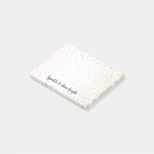 Blush White Cream Zebra Gold Confetti Sparkone Post-it Klebezettel (angewinkelt)