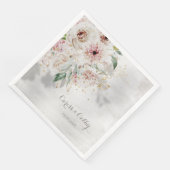 Blush White Dahlias Peony Floral Shadow Paper Dinn Serviette (Ecke)