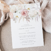 Blush & White Elegant Floral Wedding Einladung