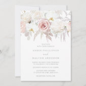 Blush & White Elegant Floral Wedding Einladung (Vorderseite)