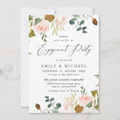 Blush & White Floral Gold Glitzer Engagement Party Einladung (Vorderseite)