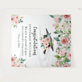 Blush & White Floral Graduation Congratulations Wandteppich (Vorderseite (Horizontal))