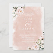 Blush & White Floral Wasserfarbe Schöne Hochzeit Einladung (Vorderseite)