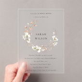 Blush White Floral Wreath Brautparty laden Acryleinladungen (Insitu (Handheld))