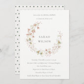 Blush White Floral Wreath Brautparty laden Dankeskarte (Vorne/Hinten)